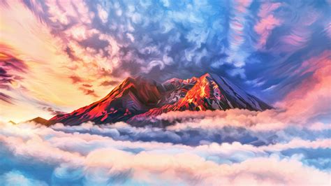 Illustration Artwork Sky Mountains Clouds 4k, HD Artist, 4k Wallpapers ...