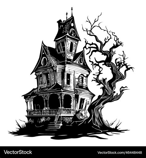 Haunted house hand drawn sketch Royalty Free Vector Image