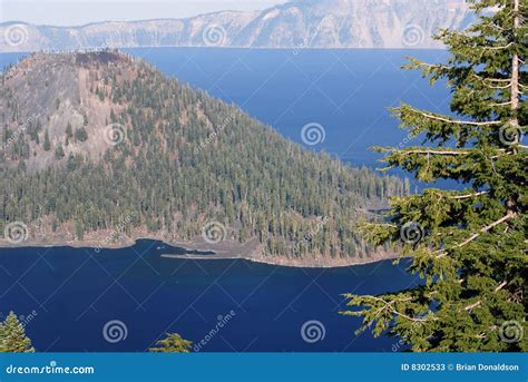 Wizard Island in Crater Lake Stock Image - Image of pristine, crater ...