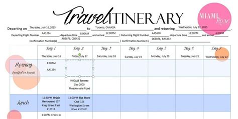 Travel itinerary example free download travel itinerary template sample thank you letter after ...