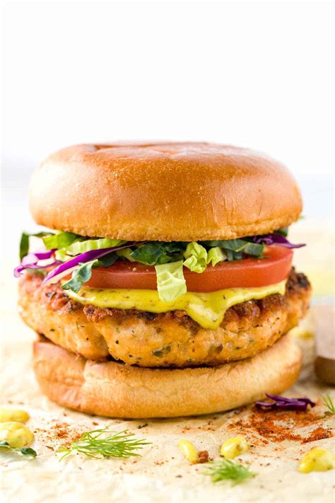 Salmon Burgers with Creole Mustard Spread | Jessica Gavin