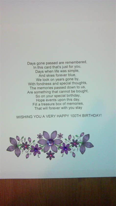 Special 100th Birthday Card - Insert 2 | Old birthday cards, 100th birthday card, Birthday cards ...