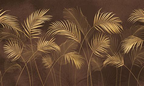 «Golden palm leaves» wall mural | Modern Premium Design in 2021 | Wall murals, Stencil painting ...