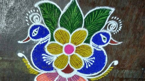 Peacock Border Muggulu Designs Sankranthi Muggulu Rangoli Design