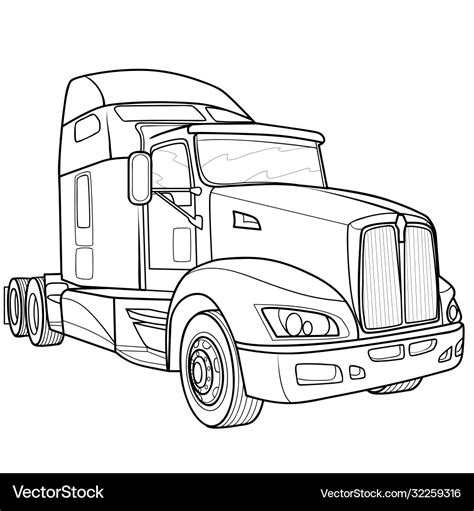 Sketch a big truck coloring isolated object Vector Image