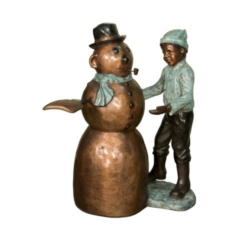 Bronze Boy & Snowman Sculpture | Metropolitan Galleries Inc.