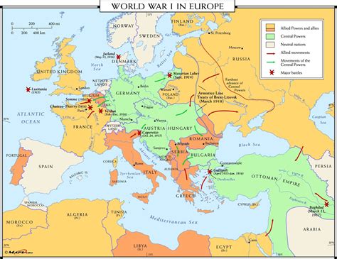 World War I in Europe Map | Maps.com.com