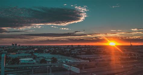 Aerial View of Sunset on Horizon · Free Stock Photo