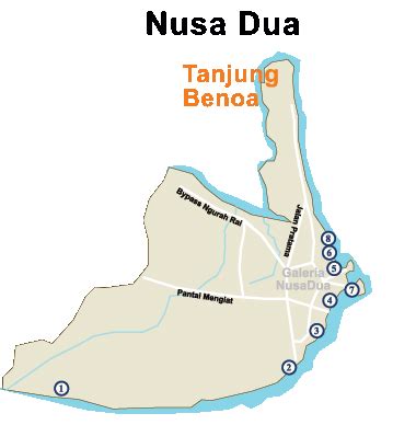 Bali Hotels Beaches, Resorts and Villas - Nusa Dua Map