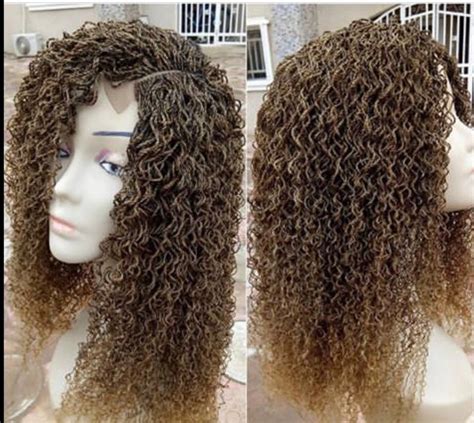 Braided Curly Wig Made With Lace Closure .pls Chose Your Color | Etsy