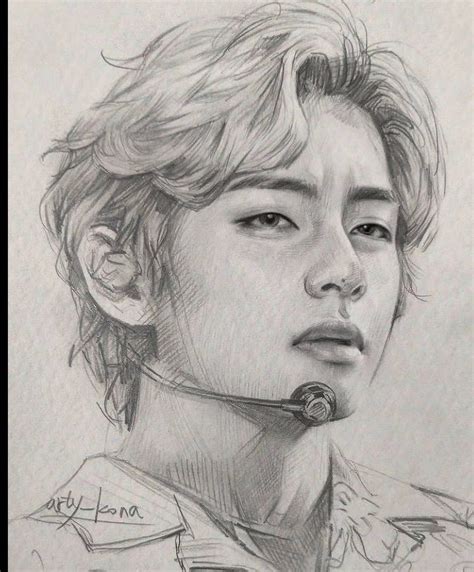 Bts v face sketches | Kpop drawings, Bts drawings, Taehyung's art