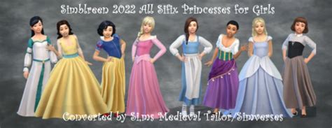 Sifix Disney Princess Dresses for Girls - The Sims 4 Create a Sim - CurseForge