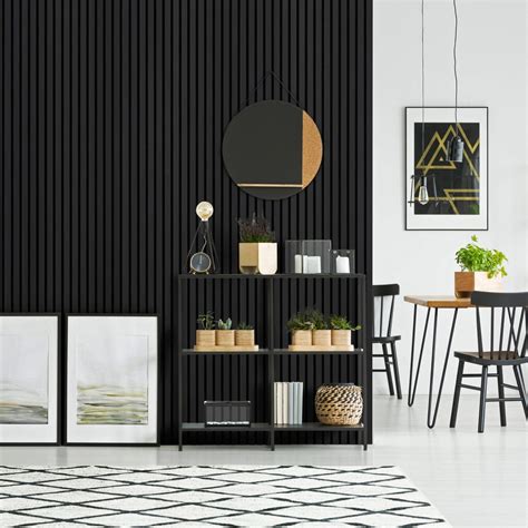 Black Slatted Wood Interior Wall Paneling | Order Online