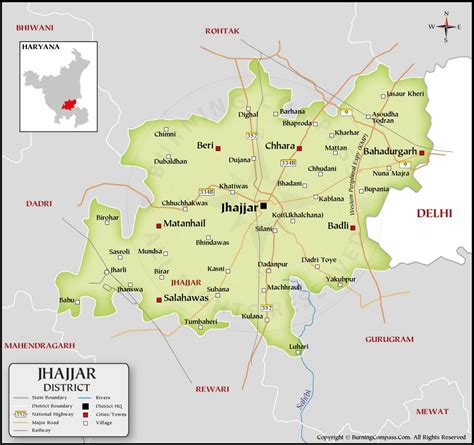 Jhajjar District Map, Haryana, India