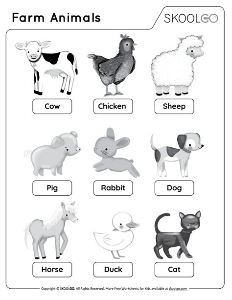 Farm Animals - Free Worksheet - SKOOLGO