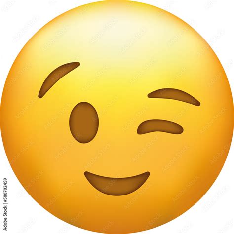 Winking Face. Eye wink emoji, funny yellow emoticon with smile. Stock-Vektorgrafik | Adobe Stock