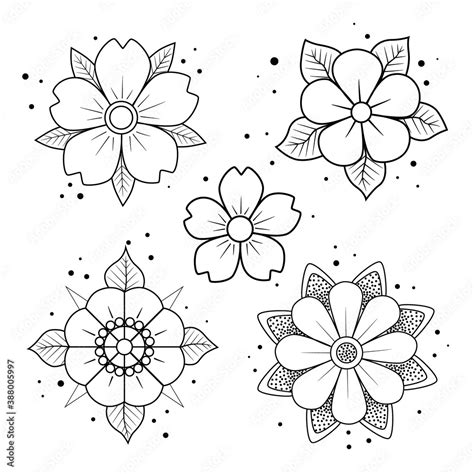 Traditional Flower Outline Tattoo