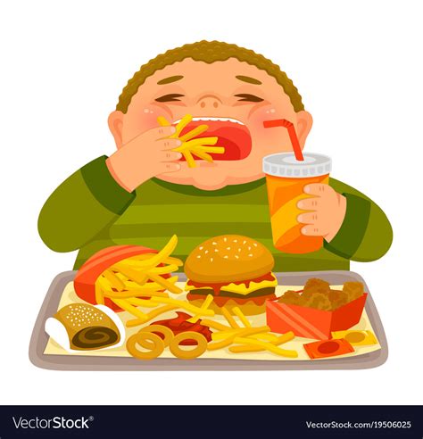 Kid eating junk food Royalty Free Vector Image