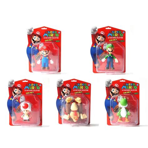 5x Super Mario Bros LUIGI TOAD YOSHI DONKEY KONG DK Collection 13cm/5" Fiugre APL008005 2017 ...