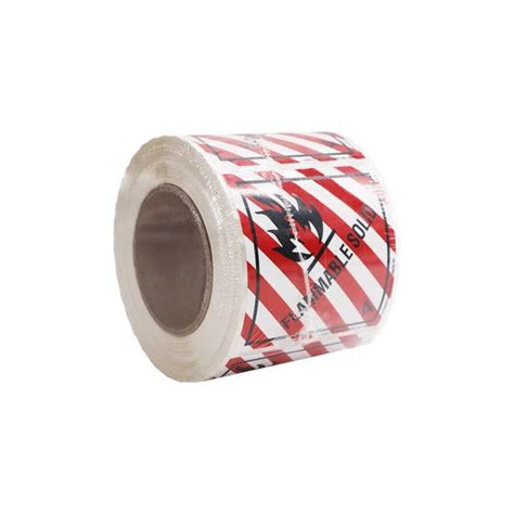 Flammable Solid Label, 100mm x 100mm for hazardous materials, packages ...