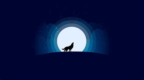 HD wallpaper: wolf, moon, moonlight, night, minimalist, sky, artistic, minimalism | Wallpaper Flare