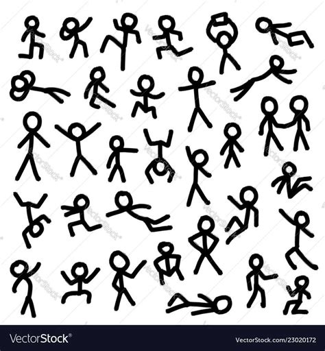 Hand drawn stickman set isolated on white vector image on VectorStock in 2024 | Stick men ...