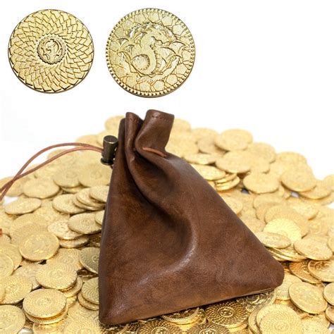 Buy Byhoo 50 DND Coins Fantasy Coins & Leather Bag Metal Tokens Game Coins for Board Games Table ...