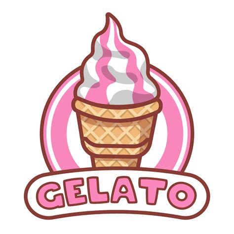 ice cream gelato logo food brand product cartoon style vector ...