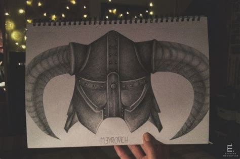 Drawing the Dragonborn helmet #games #Skyrim #elderscrolls #BE3 #gaming #videogames #Concours # ...