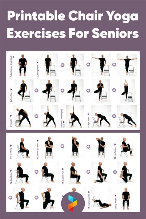 Printable Chair Yoga Exercises For Seniors | Yoga di kursi, Latihan yoga, Yoga routine