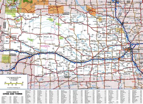 Large detailed roads and highways map of Nebraska state with all cities and national parks ...