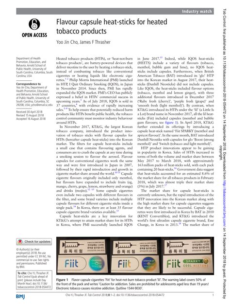 (PDF) Flavour capsule heat-sticks for heated tobacco products