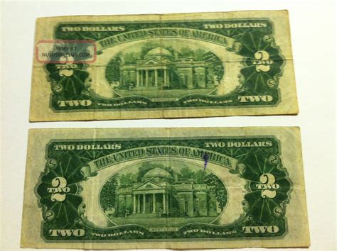 2 - 1928 D $2 Dollar Bill Red Seal Two Dollars