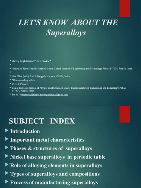 Let S Know About The Superalloys | PDF | Alloy | Iron