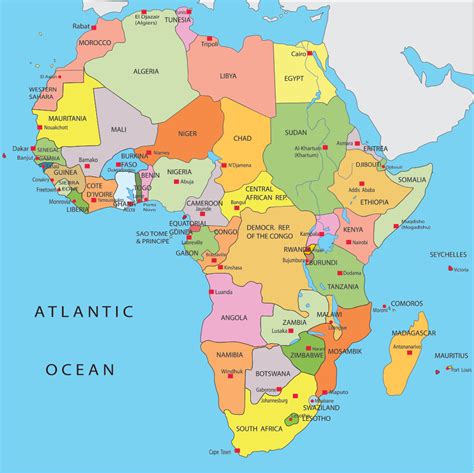 Africa Map With Capitals | Africa map, Africa continent map, Africa