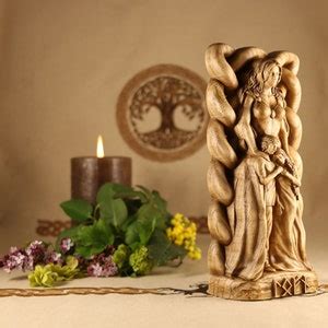 Lofn Goddess Statue, Wood Carved, Wooden Statue for Scandinavian, Norse Pagan Altar Decor - Etsy