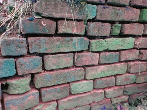 Old color wall of bricks stock photo. Image of cracked - 90883892