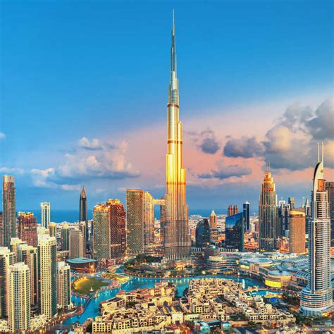 Skyline Of Dubai, United Arab Emirates, With The Tallest Building In ...