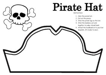 Pirate Hat Paper Crown Coloring Craft Skull Parrot ...