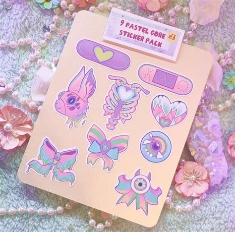 9 Pastel Gore Aesthetic Sticker Pack Creepy Kawaii - Etsy