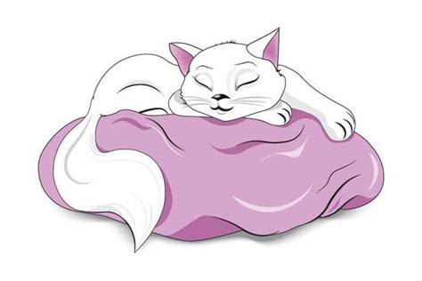 white sleeping cat vector free download