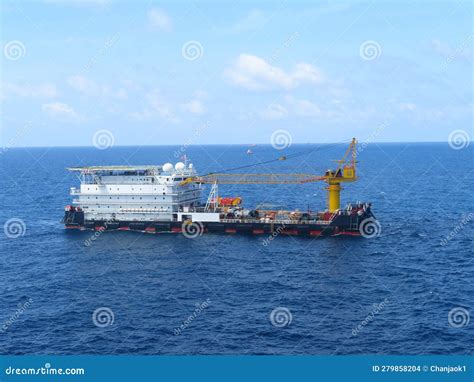 Offshore Accommodation Barge To Serve As an Offshore Hotel To Personnel and Crew Stock Photo ...