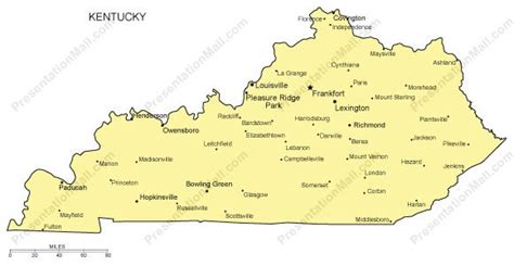 Kentucky PowerPoint Map - Major Cities