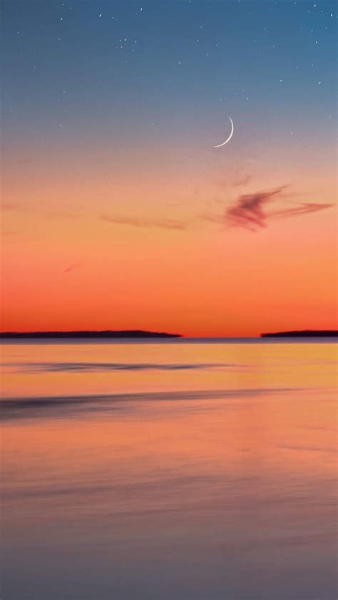 Crescent moon in the sunset #wallpaper #iphone #android #background #followme | Beautiful moon ...