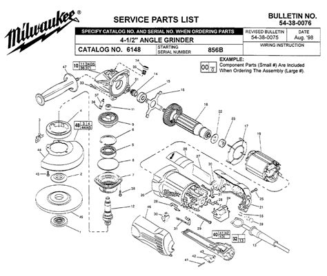 Buy Milwaukee 6148-(856B) 4-1/2" angle Replacement Tool Parts | Milwaukee 6148-(856B) Diagram