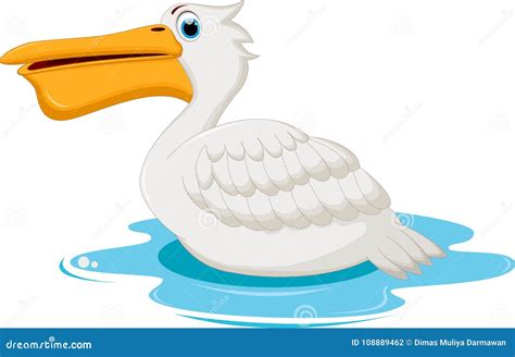 Funny Cartoon Pelican Isolated on White Background Stock Illustration ...