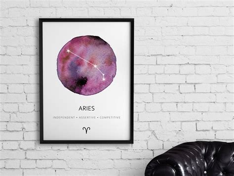 Aries Constellation Art Print Aries Print Aries Watercolor | Etsy