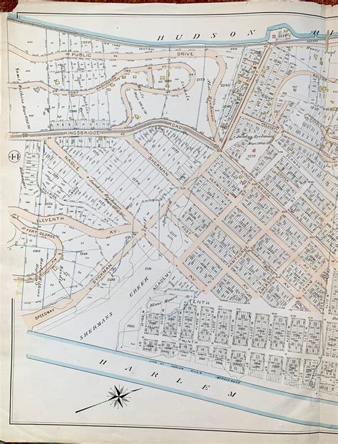 Fort George Map, Original 1894 Manhattan Atlas, Inwood Map, Fort Tyron - Etsy