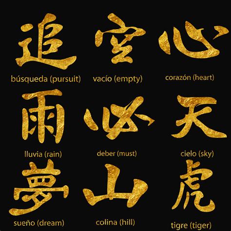 Japanese kanji symbols gold | Free download