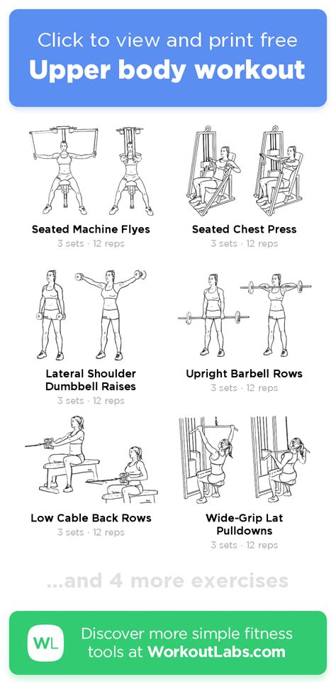 Upper body workout – click to view and print this illustrated exercise plan created with # ...